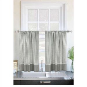 Farmhouse Buffalo Check Gray Cafe Curtain Pair